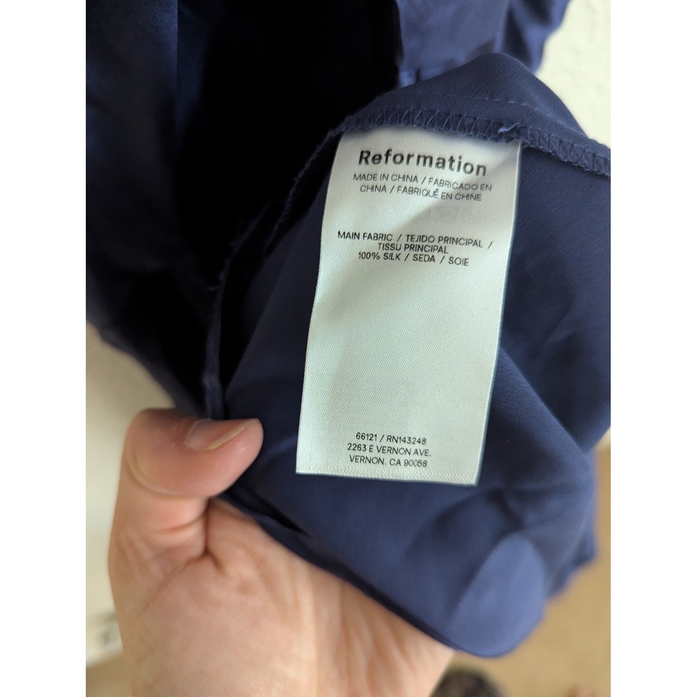 Reformation Casette Silk Dress Size 6 Blue Iris Open Back Midi NWT - Picture 9 of 9
